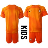 Camisa de Futebol Portugal Goleiro Equipamento Secundário Infantil Mundo 2022 Manga Curta (+ Calças curtas)